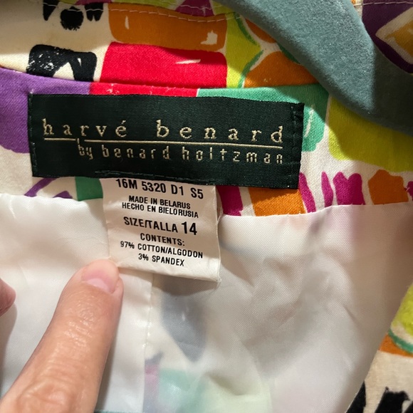 HARVE BENARD Vtg Geometric Vibrant Colorful Zip Jacket Blazer SZ 14 Artsy - Picture 5 of 7